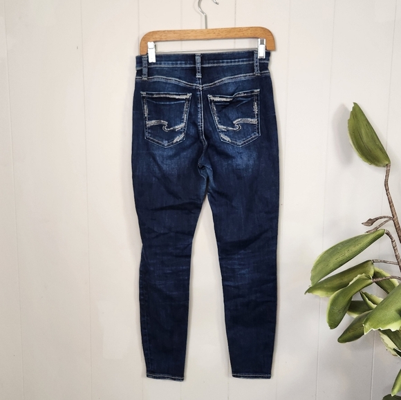 Silver Jeans Calley Skinny Dark Wash Stretchy High Waisted Rise Hi-Rise 25 - Picture 4 of 12